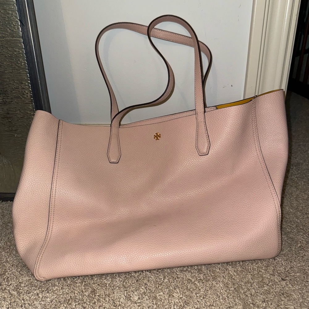 Tory Burch Pink Tote Bag with Leather Straps